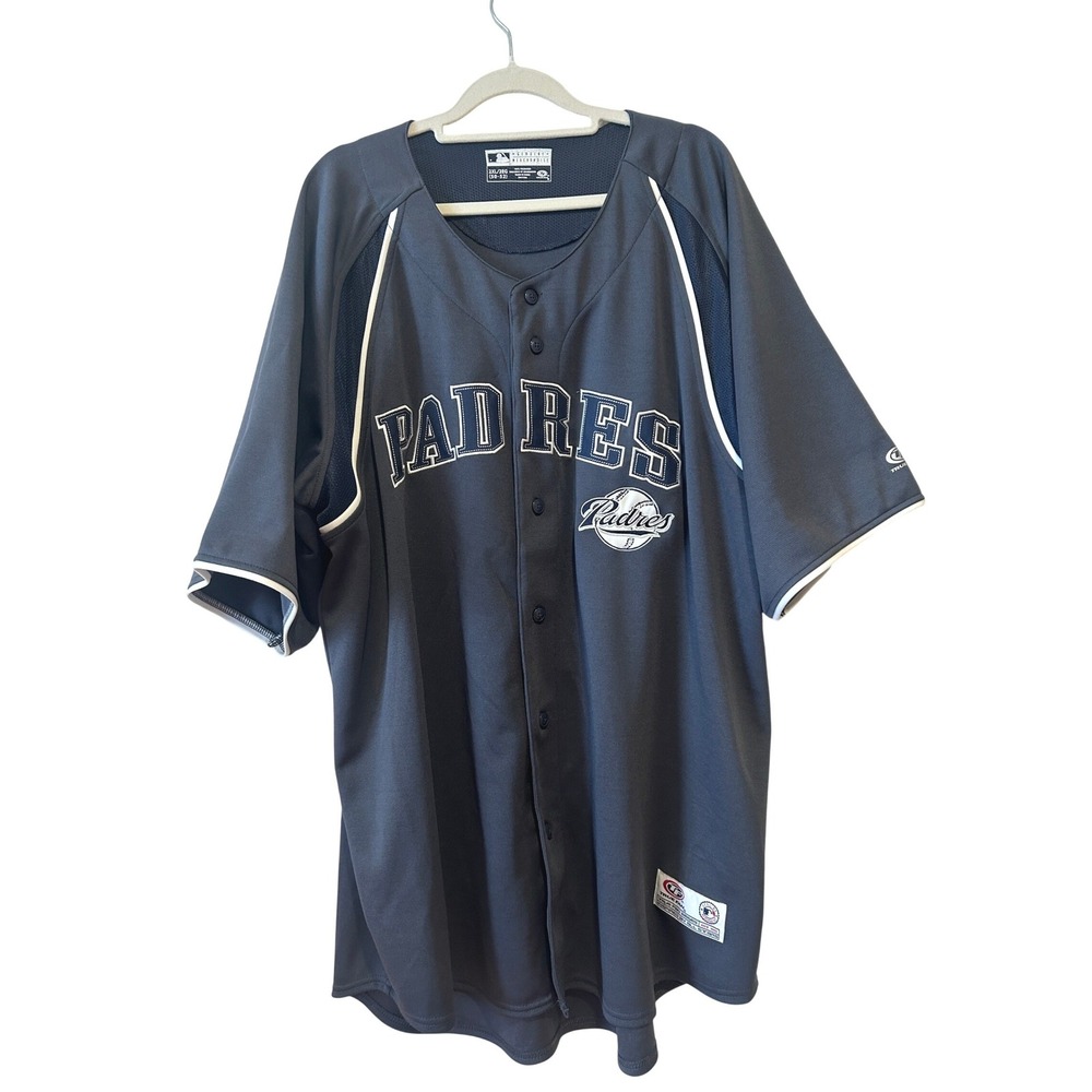 True Fan Mens San Diego Padres Baseball Jersey Sz XXL Blue-Gray MLB Button Front
